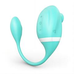 Мятный вакуумный вибростимулятор Tadpole Vibrating Dual Stimulation с виброхвостиком - 