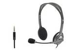 Гарнитура Logitech H111 Stereo Headset, длина кабеля 1,8 м, разъем 3,5 мм, микрофон с функц. шумоподавления, серый.