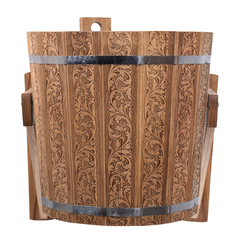 Русский душ 20 л «Цветочный орнамент», обливное устройство c нержавеющей вставкой и наливным клапаном в коробке, дуб, 