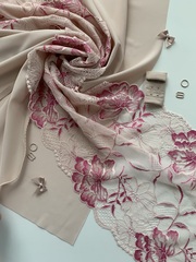 Кружево эластичное пыльно-розовое/фуксия 21 см