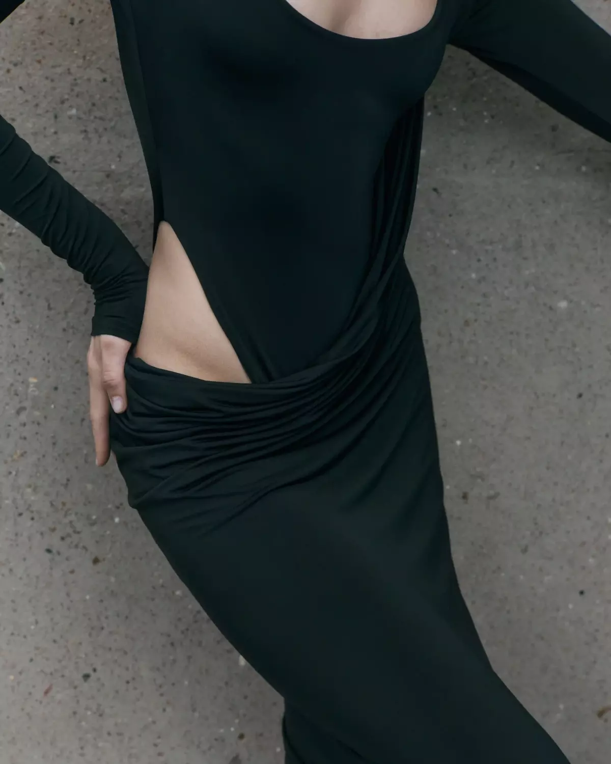 Платье Wave sleeve, Черный