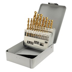 Набор сверл по металлу 1-10мм 19шт DIN338 HSSE-Co8 TiN 135° (мет. кейс) H-Tools 08351100
