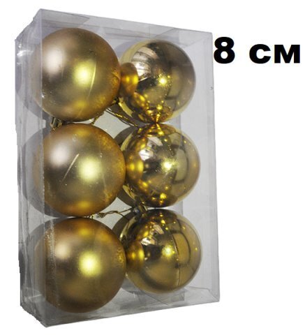 Набор шаров 8см 6шар 1цв однотонный глянец/матовый в пр уп 00099