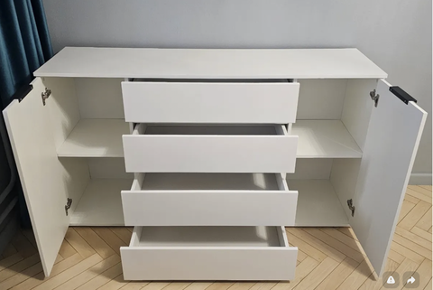 Марвэл Комод 2 двери 4 ящика (1600) Браш Вайт, Белый