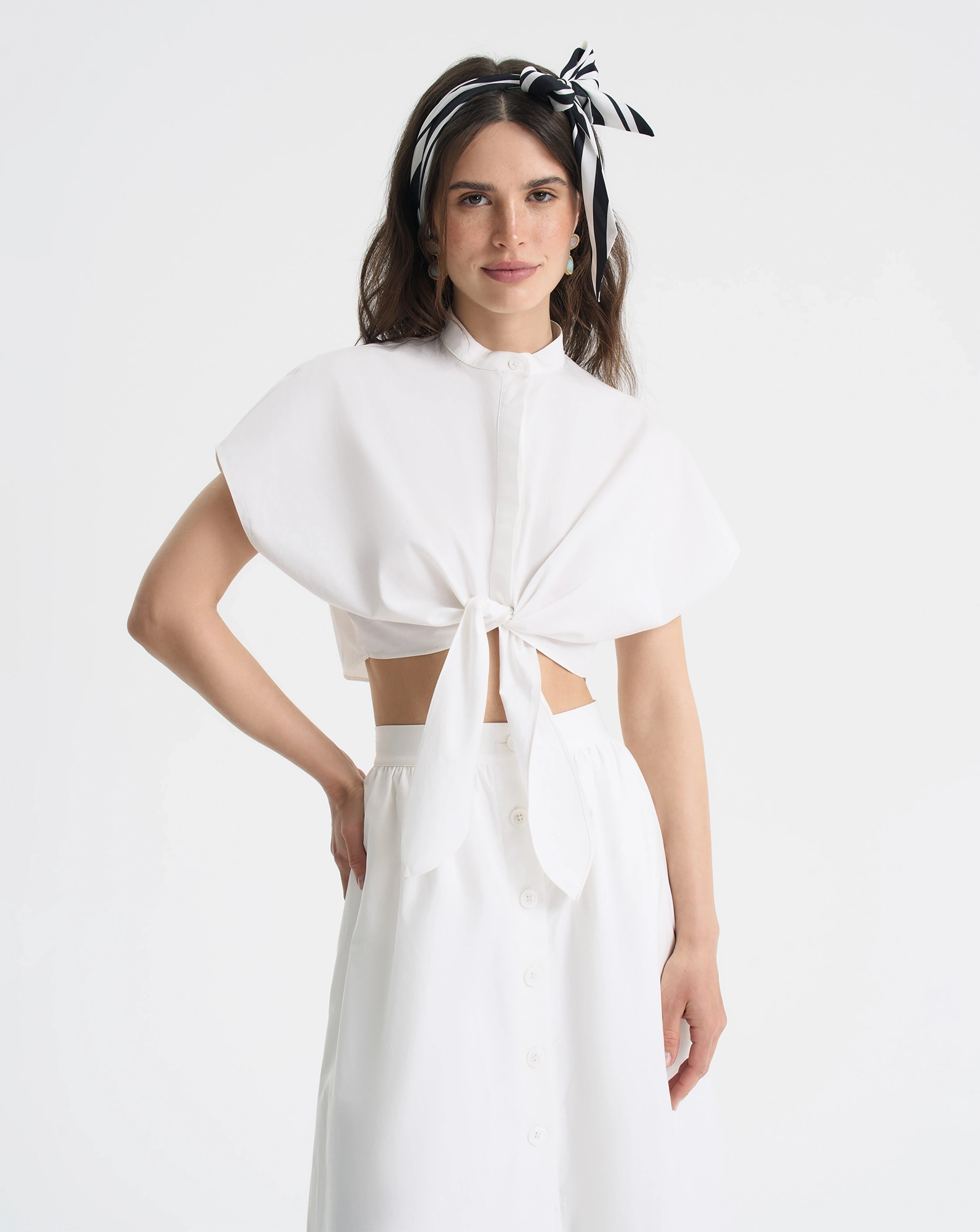 Рубашка укороченная на завязке