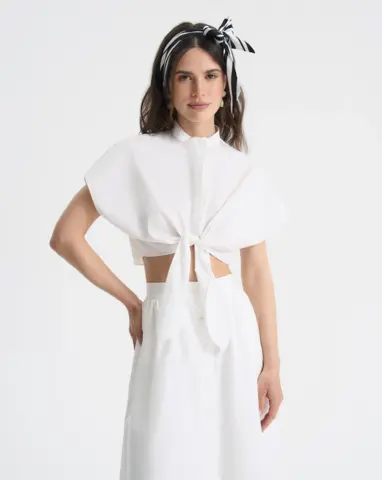 Рубашка укороченная на завязке