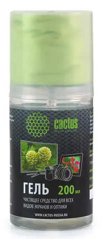 Чистящий набор (салфетки + гель) Cactus CS-S3004 для экранов и оптики 1шт 20x23см 200мл