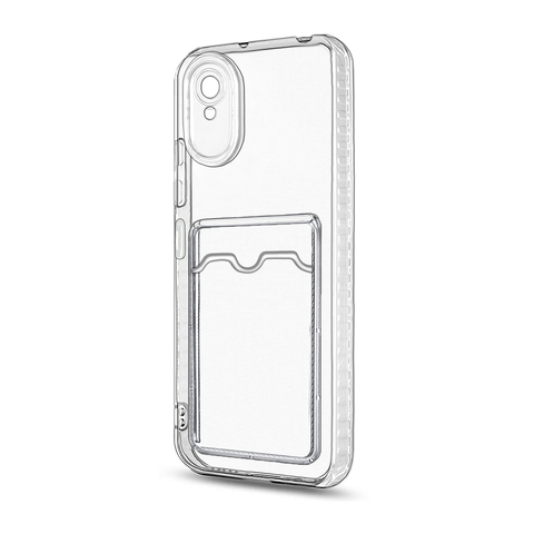 Силиконовый чехол с визитницей - кармашком для карт Clear Card для Xiaomi Redmi 9A (Прозрачный)