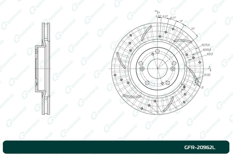 Диск тормозной перфорированный G-brake GFR-20962L левый