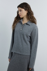 Поло с винтажными пуговицами из шерсти