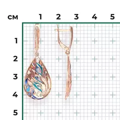 02-4235-00-000-1110-48 -Серьги «Жар-птицы» с английским замком из золота c эмалью