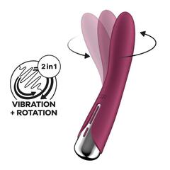 Малиновый вибратор-ротатор Spinning Vibe 1 - 18 см. - 