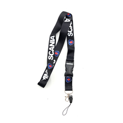 Шнурок на шею SCANIA (СКАНИЯ). Ланъярд для ключей, бейджа, телефона. Черный цвет с белым лого.