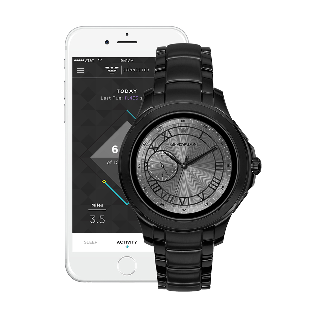 emporio armani black ip smartwatch