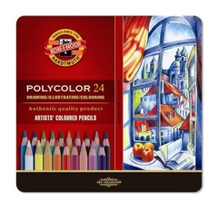 Набор художественных цветных карандашей POLYCOLOR 24 цвета в металлической коробке