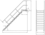 Трап с платформой стационарный 16 ступ., шир. 800 мм 45°