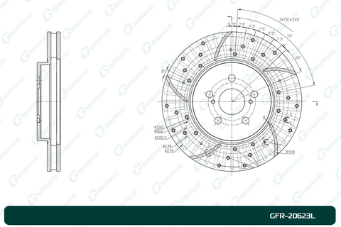 Диск тормозной перфорированный вентилируемый G-brake GFR-20623L левый
