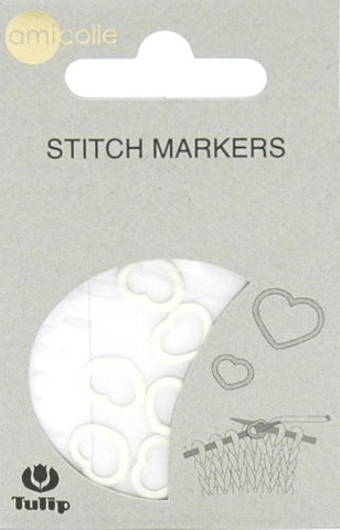 Маркер для вязания "amicolle", сердце, размер3,25*4,5мм, пластик, белый, 7шт в упаковке