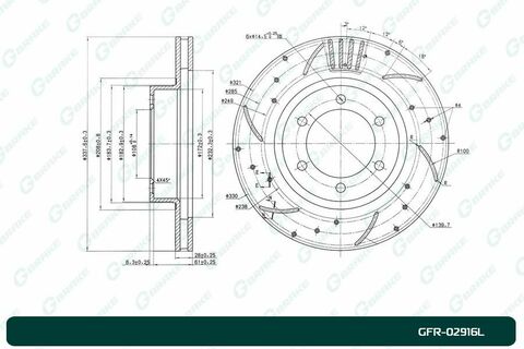 Диск тормозной перфорированный вентилируемый G-brake GFR-02916L левый