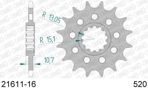 21611-16 звезда передняя (ведущая) стальная , 520, AFAM