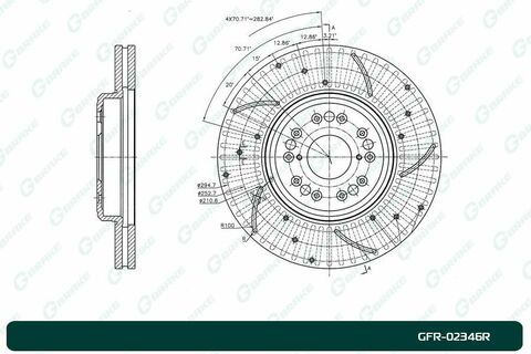 Диск тормозной перфорированный вентилируемый G-brake GFR-02346R правый