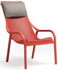 Лаунж-кресло пластиковое с подушкой, Nardi Net Lounge, коралловый, серый