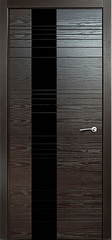 Межкомнатная дверь V-II / Цвет Неро / Остекление "Лакобель черное" / Двери Верда