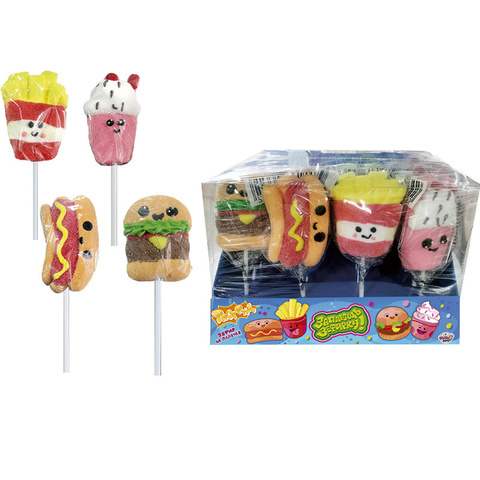 Воздушный зефир на палочке «Заплющь зефирку! ФАСТФУД» 1кор*6бл*24шт, 35 г