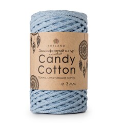Плетёный шнур Candy cotton 3 мм, без сердечника, 300 гр, х/б, 120 м, светло-голубой