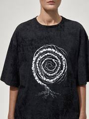 Футболка с принтом "Некому березу заломати". Черно-серая