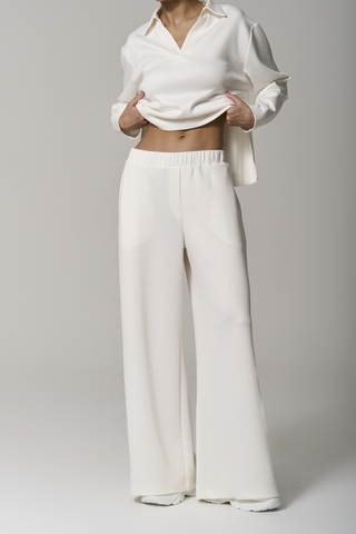 Брюки трикотажные wide leg белые