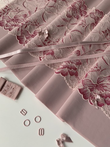 Кружево эластичное пыльно-розовое/фуксия 21 см