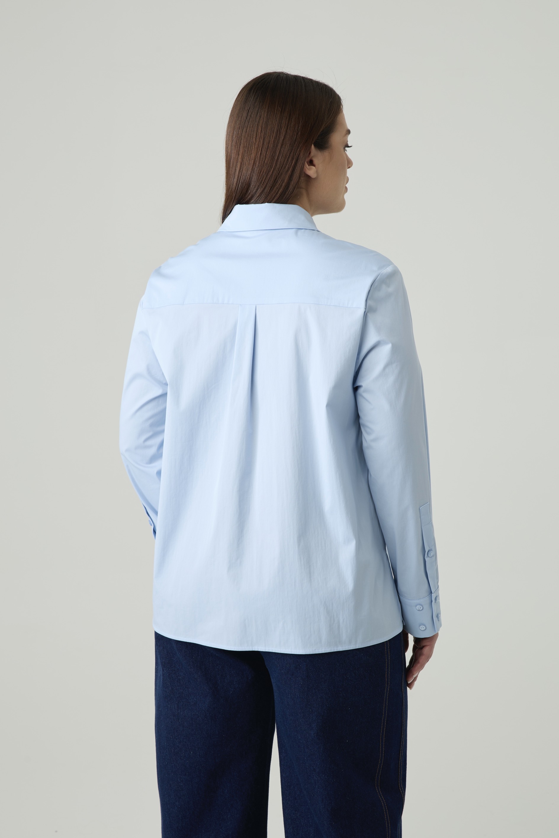 Рубашка со складками, голубая