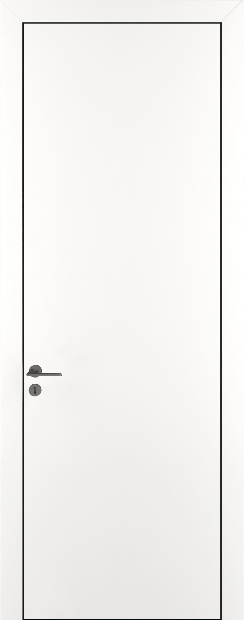 Дверь межкомнатная белая Владимирская фабрика дверей Урбан Эмалекс Урбан Z (алюминиевая кромка с четырех сторон черная, с зарезкой под замок AGB), цвет эмалекс айс, экошпон, глухая
