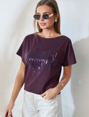 Нарядная футболка с принтом пайетками  D49.133 (131296)