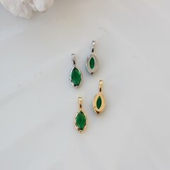 Подвеска Маркиз с зелёным фианитом, 14*5 мм, позолота, П397