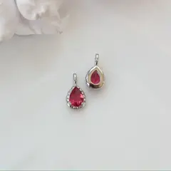 Подвеска Капля с ярко-розовым фианитом, 15*8 мм, родий, П424
