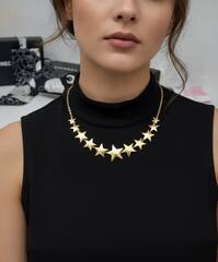 Колье цепочка с подвесками звездами CHANEL STAR