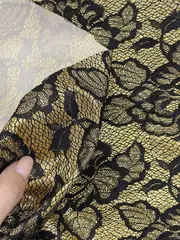 Кружевное полотно на трикотажной основе люрекс, 230 гр/м2, 150 см, золото