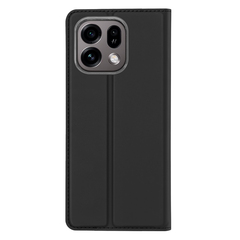Чехол книжка из кожи черного цвета для OPPO Find X9 и X9s, серия Skin Pro Series от Dux Ducis