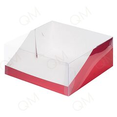 Коробка под торт с пластиковой крышкой 235*235*100 мм cherry, 10 шт
