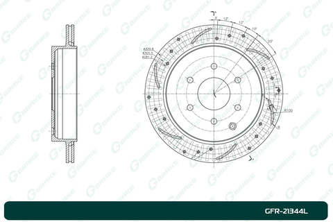 Диск тормозной перфорированный G-brake GFR-21344L левый