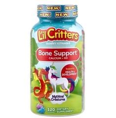 Lil critters, Mythical creatures, для поддержки костей, кальций и жевательные таблетки Д3, шмель, кислая синяя малина, 120 жевательных таблеток