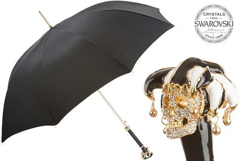 Зонт-трость Pasotti Swarovski® Jester Skull Umbrella, Италия (арт.479 Oxf-18 K58).