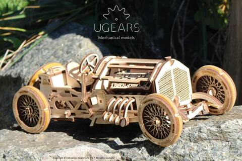 Спорткар U-9 Гран-при от Ugears - Деревянный конструктор, сборная механическая модель, 3D пазл