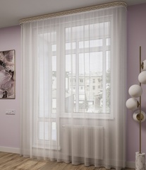 Тюль Legrand Лен белый с золотом с утяжелителем