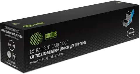 Лазерный картридж Cactus CS-TK1140-MPS (TK-1140) черный увеличенной емкости для Kyocera Mita M2035 Ecosys, M2035dn Ecosys, M2535 Ecosys, M2535dn Ecosys, Mita FS 1035 MFP, 1035 MFP DP, 1135, 1135 MFP (14'400 стр.)