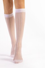 Гольфы женские с геометрической полоской 15 DEN FIORE 2144/G LINEA_Белый