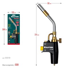 KRAFTOOL KF-9000, с пьезоподжигом на баллон турбо нагрев + 30% 2000°C, Газовая горелка Blue Fire (55510)