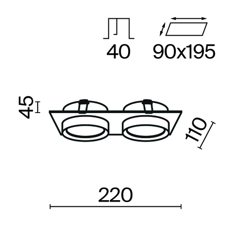 Встраиваемый светильник Maytoni Hoop DL086-02-GX53-SQ-B